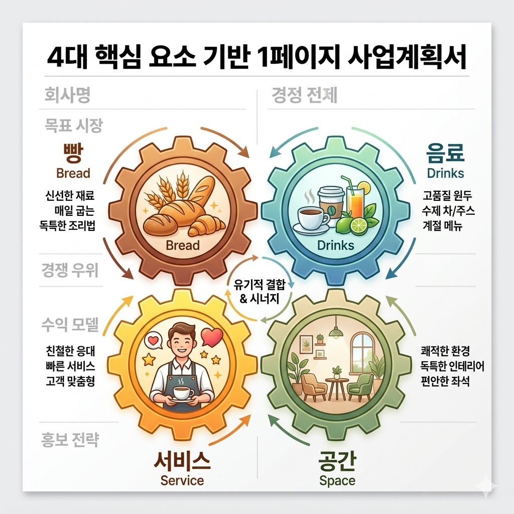 대형 베이커리 카페 수익 분석 1페이지 양식