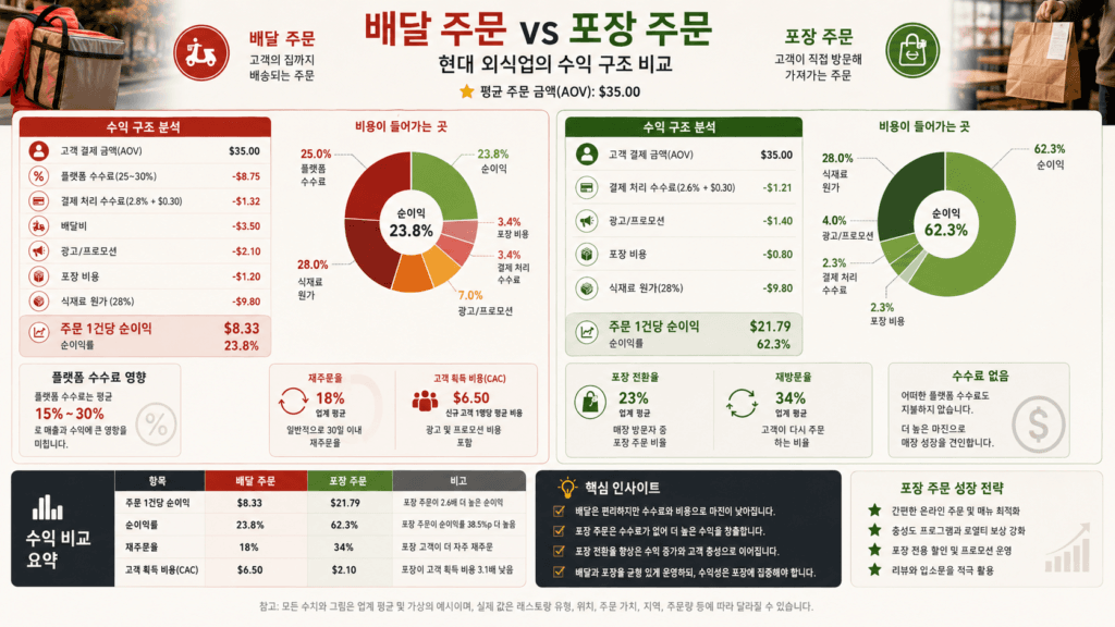 포장 주문과 배달 주문의 수익 구조를 비교한 외식업 전략 분석 이미지1