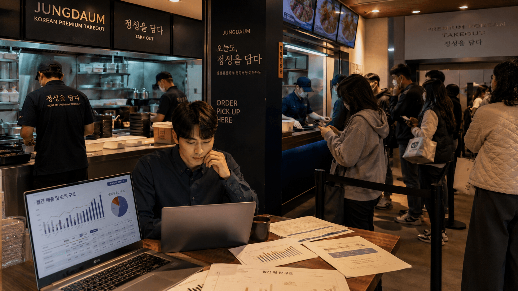 포장 전문 식당의 수익 구조와 창업 전략을 분석하는 외식업 비즈니스 이미지