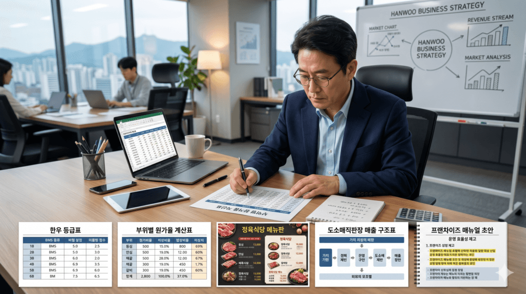 한우전문식당 창업을 위한 한우 등급표 원가율 정육식당 프랜차이즈 전략 자료